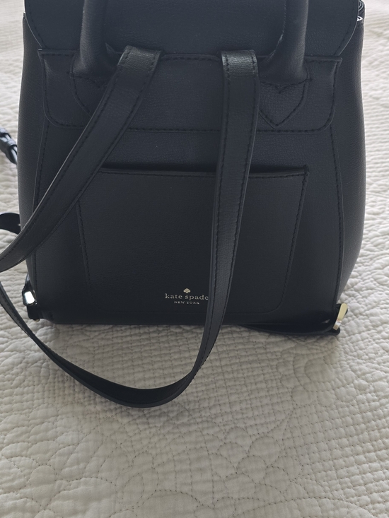 kate spade Black Leather Mini Backpack with Spade Accent